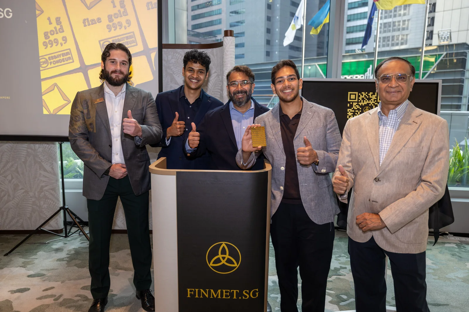 A group gathered beside the FinMet.sg launch podium